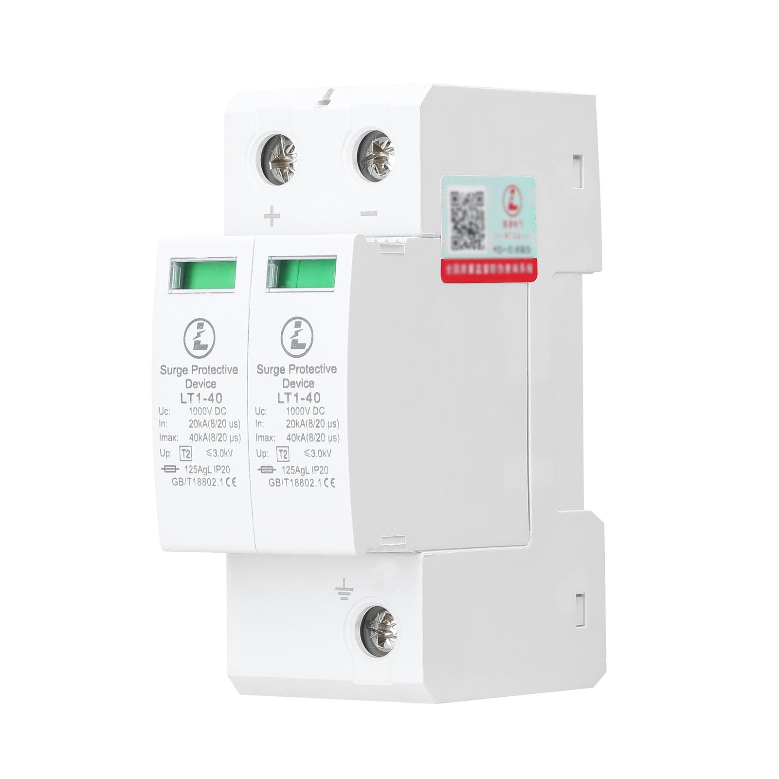 Plug-in Type Photovoltaic Power Surge Protector Surge Protectives Device 2P-40KA-DC1000V Surge white