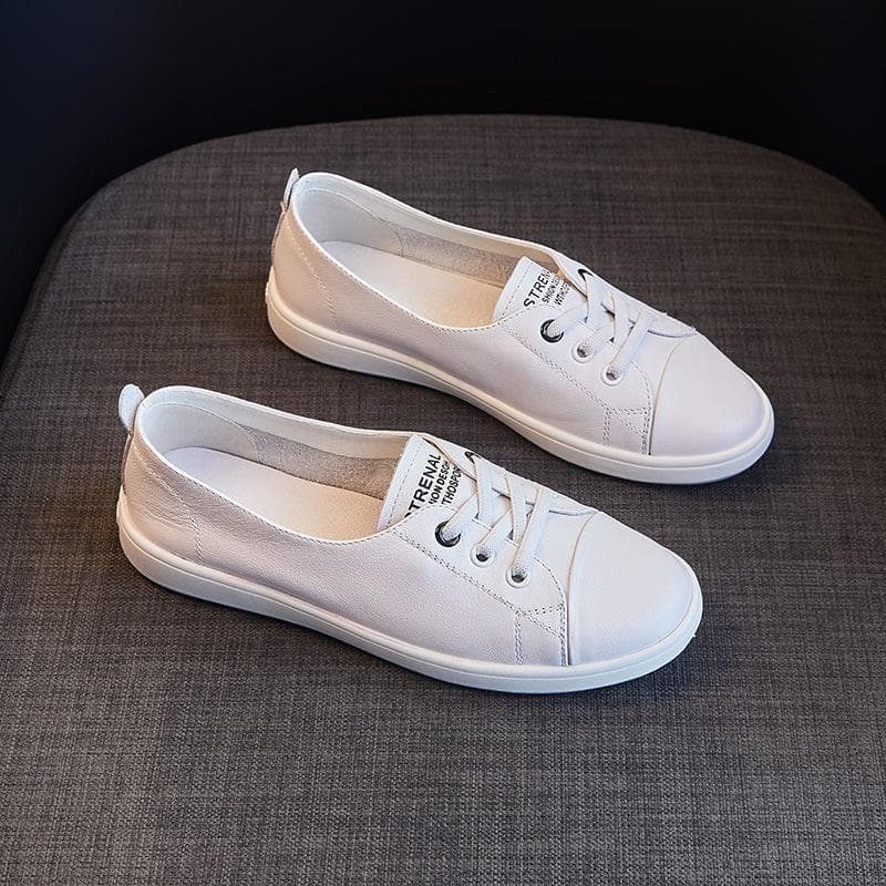 The First Layer of Cowhide Leather Small White Shoes Women's New Sports and Leisure All-match I Four Seasons Single Shoes Korean Style Sneakers 39
