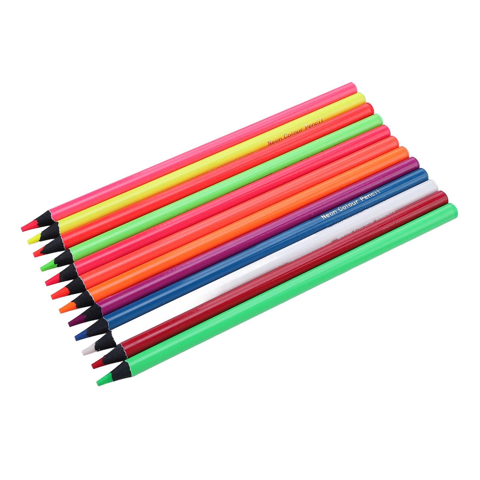 12PCS Set Neon Colored Pencils 12 Colors Multifunctional Drawing Pencils for School