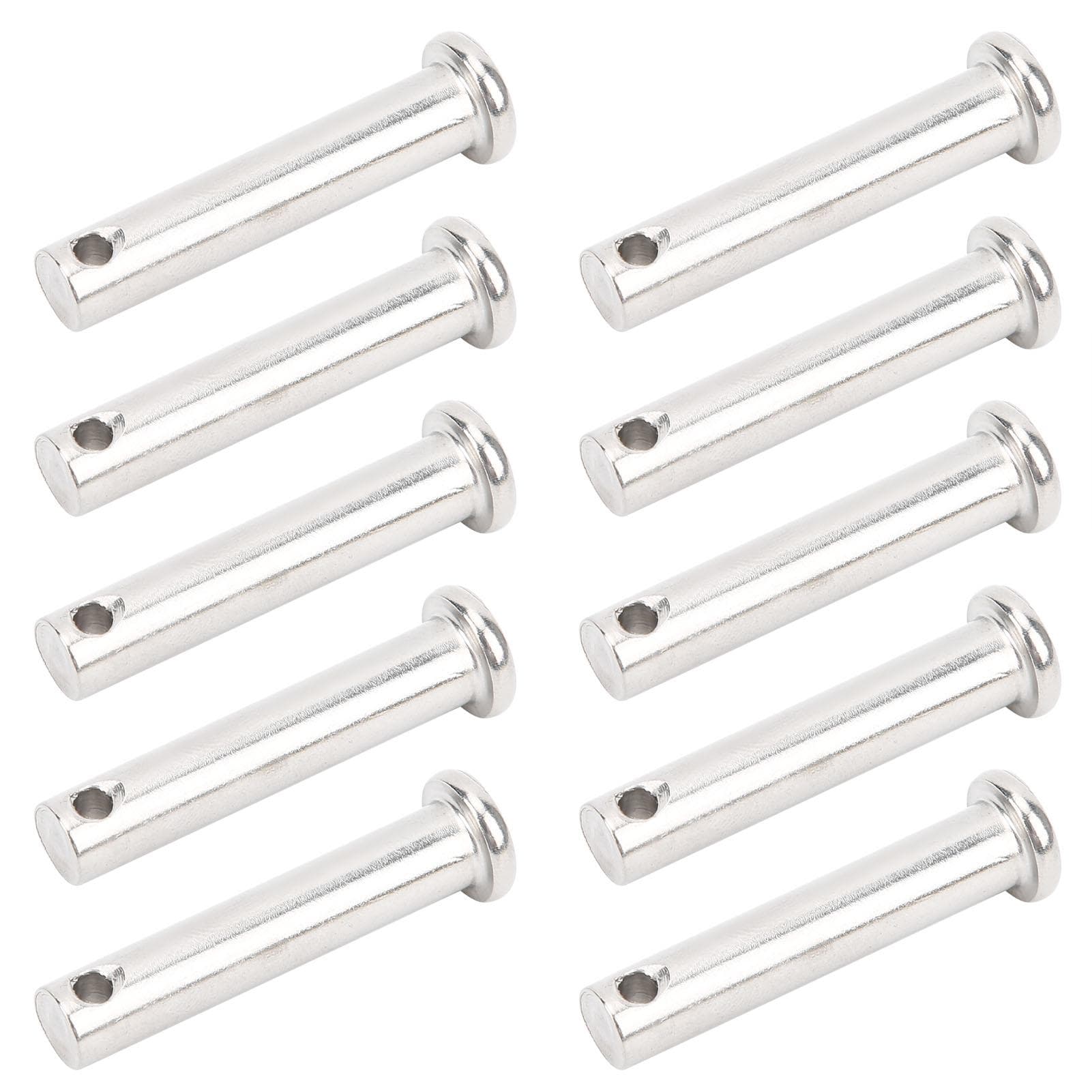 10Pcs Round Clevis Pins Flat Head 304 Stainless Steel Locating Linear Moving Parts M8x40mm