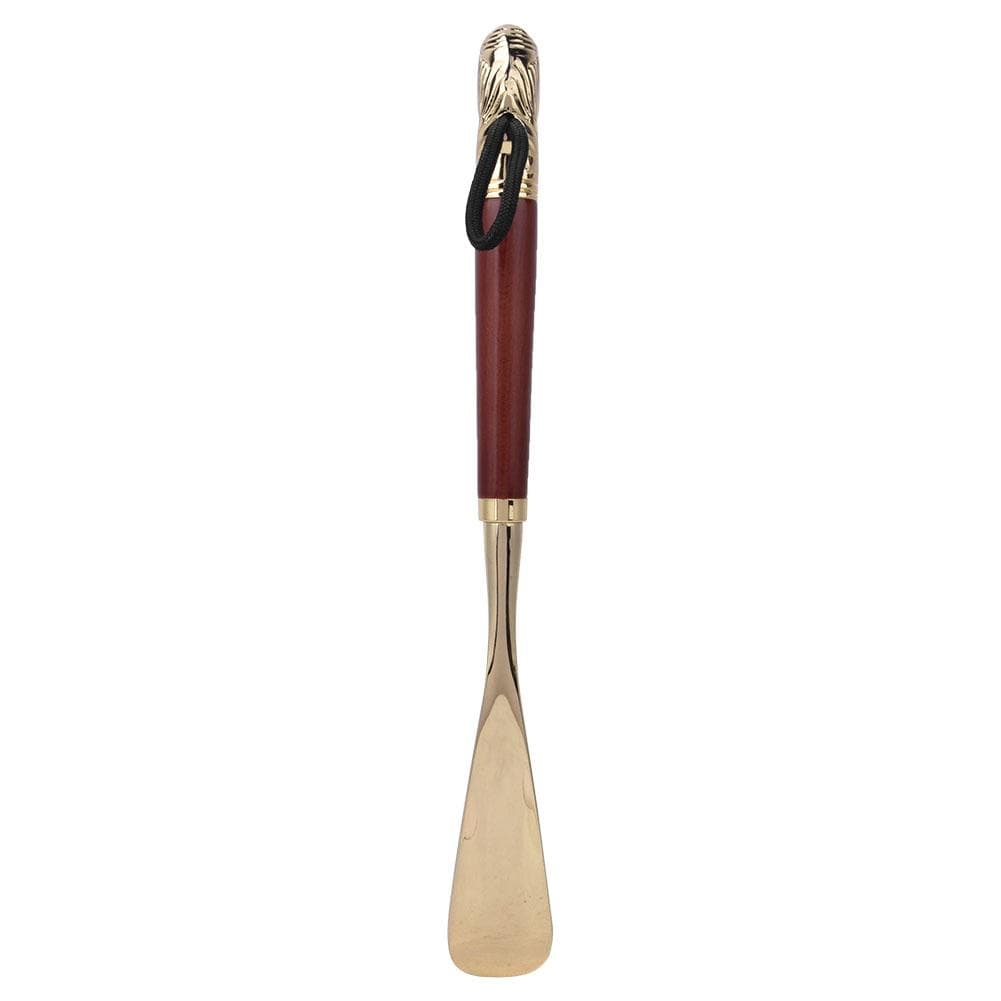 Metal Lion Head Shoe Horn Wooden Long Handle Handled Shoe Lifter Shoe Spoon ToolBrown 49cm