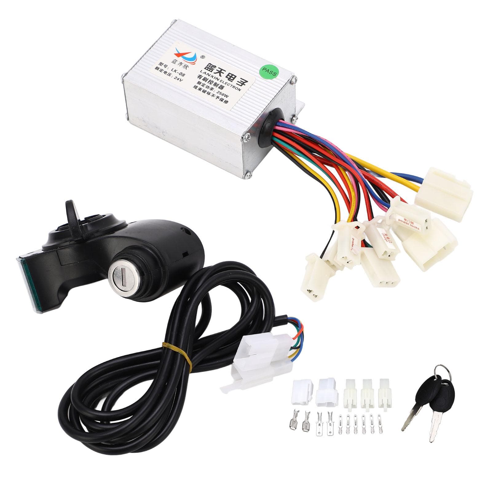 24V 250w Brushed Motor Controller Kit Digital Power Display Thumb Throttle with Keys for Electric