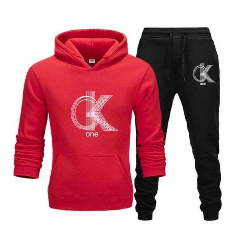 Men's Fashion Printed Hoodie+Pants Set, Casual Sportswear+Sportswear Set M