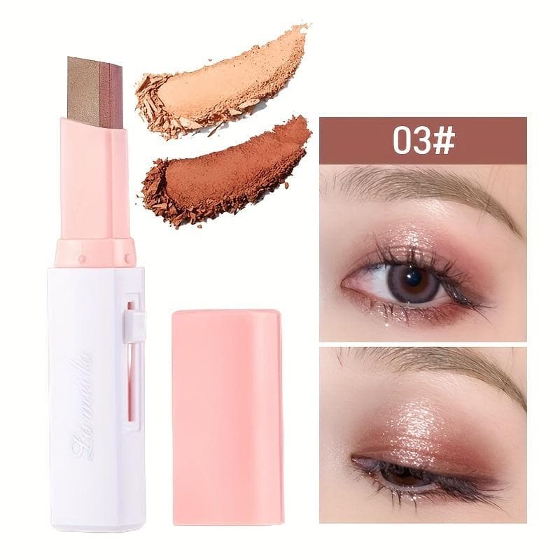 2 In 1 Pearly Highlighter Eyeshadow Stick Makeup Waterproof Long Lasting Glitter Eyeshadow Eyeliner Stick Eyes Makeup Cosmetics 03#