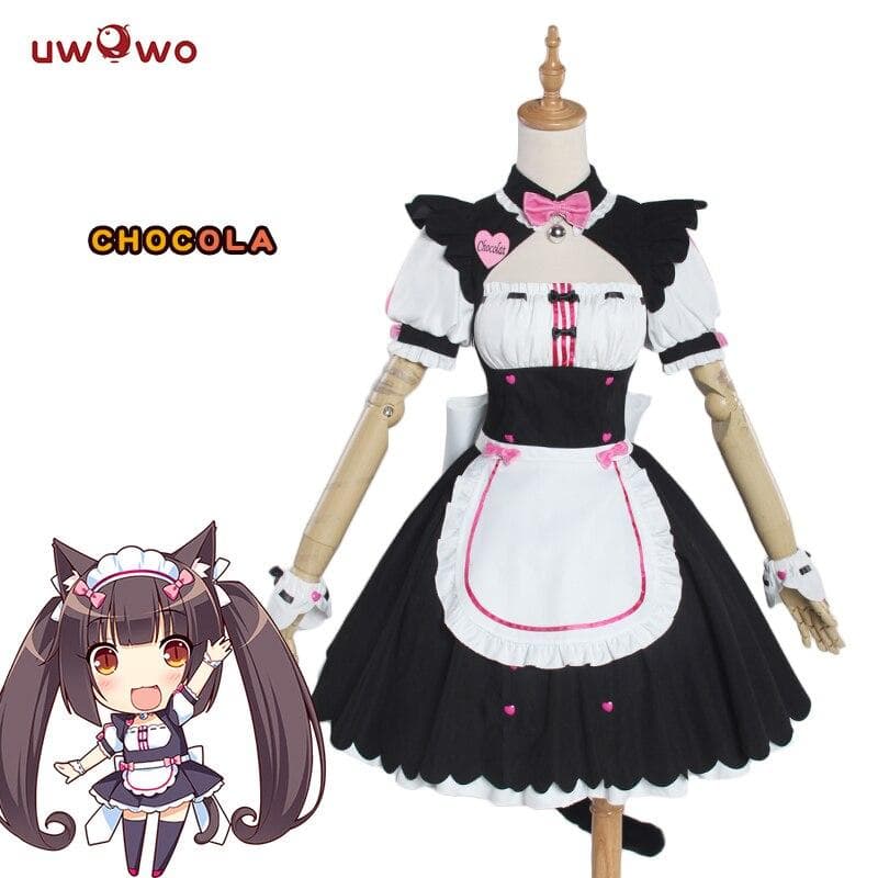 Uwowo Nekopara Cosplay Dress, Cartoon Cat Cosplay Girl with Chocolate S white