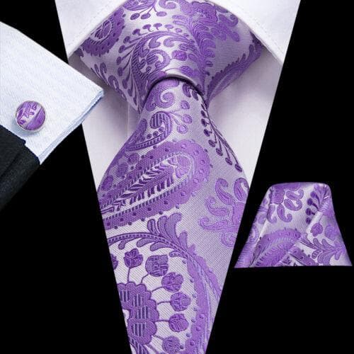 Hi-Tie Mens Silk Necktie Set Striped Paisley Solid Tie Pocket Square Cufflinks N-3224