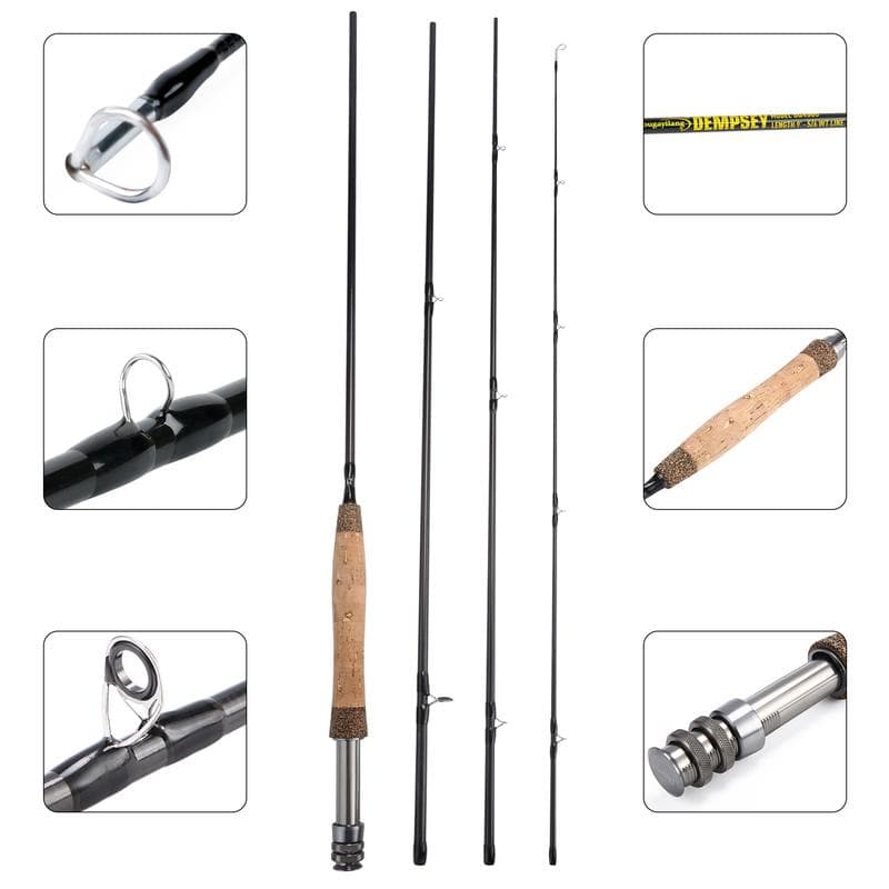 Fly Fishing Rod 4-Piece 9-feet Graphite Ultralight Portable Fly Fishing Pole for Trout Fishing 9 ft