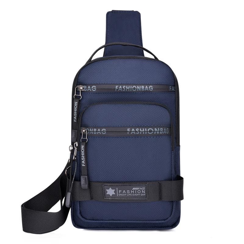 Chest Bag for Men New Large Capacity Shoulder Korean Version Travel Lightweight Nylon Crossbody Backpack blue