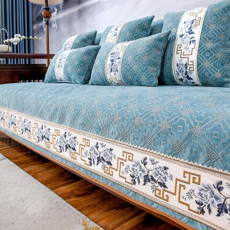 New Chinese Chenille Sofa Covers All-season Living Room Decoration Sofa Cushion Anti-slip Solid Wood Couch Cover Sofa Towel Home 70x210cm 1pcs