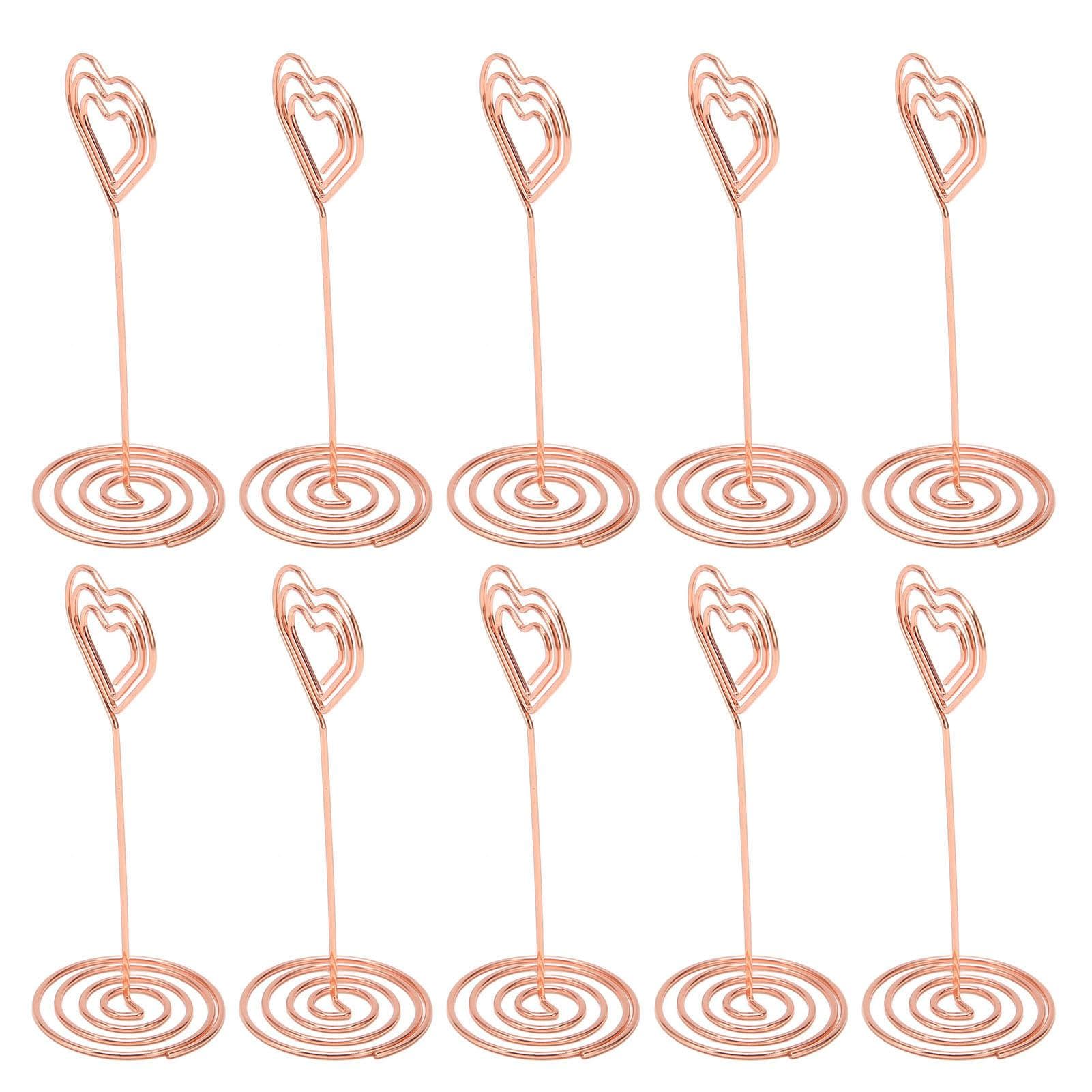 10Pcs Table Number Stands Layered Heart Style Stable Base Electroplated Metal Place Card Holder for rose gold