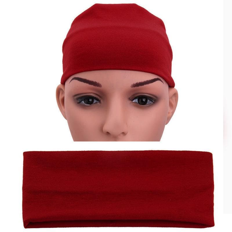 Soft Women Elastic Stretch Running Wide Hairband Head Wrap Yoga Headband Turban LYD wine red