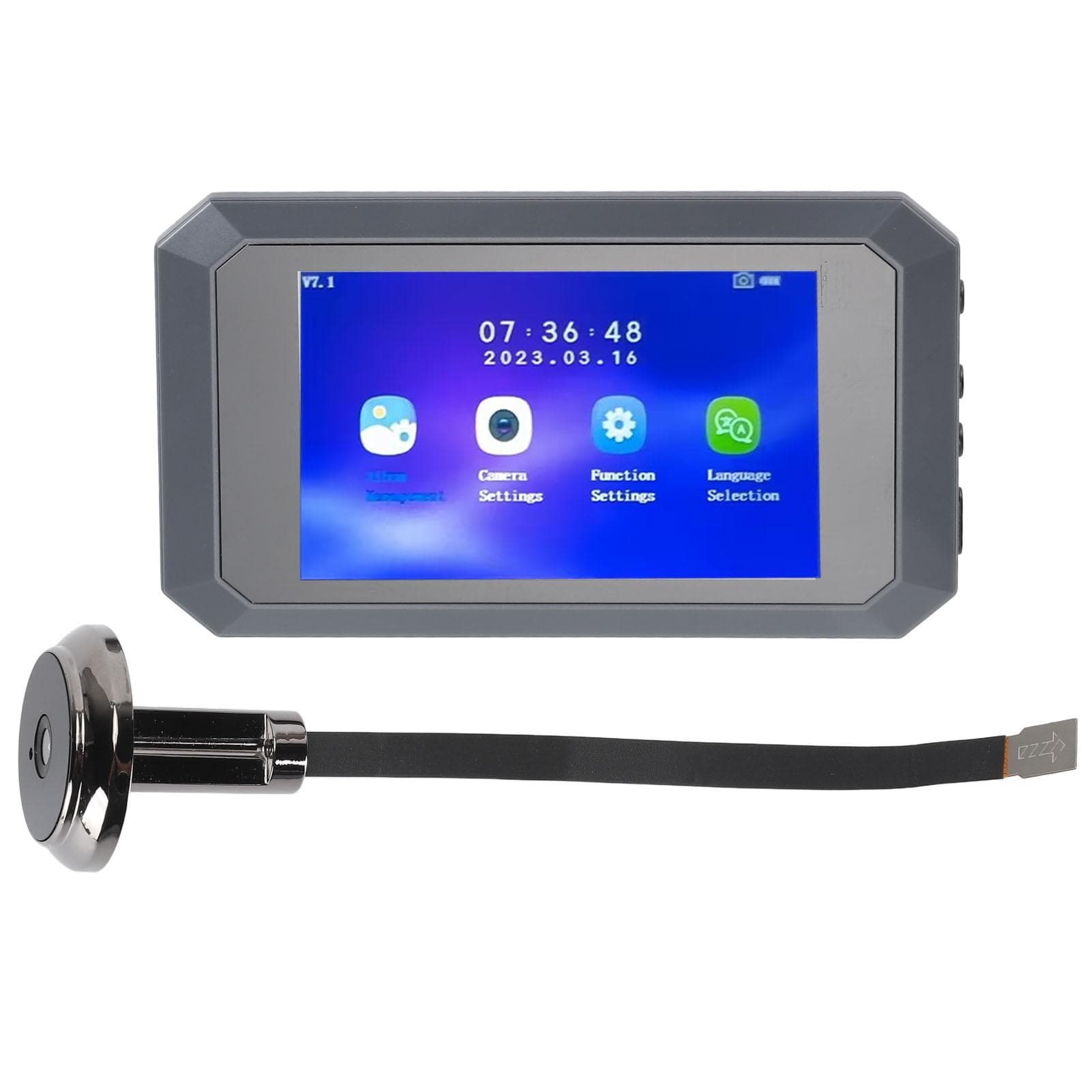 3.97 Inch Smart Door Viewer Motion Detection 1080P Imaging 135 Degree Wide Angle Peephole Camera gray
