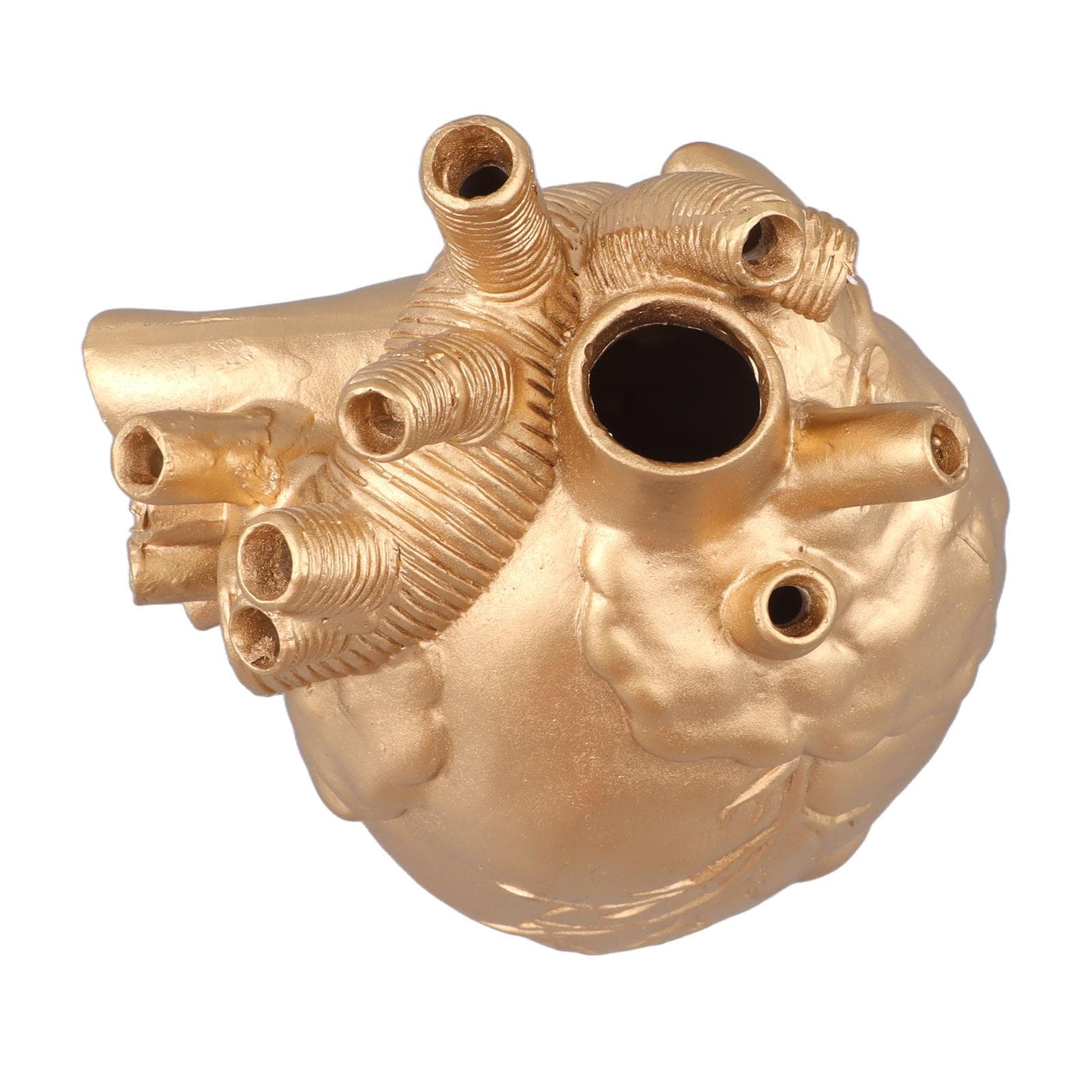 Creative Anatomical Heart Vases Resin Sculpture Heart Shaped Art Flower Vases Desktop Home gold