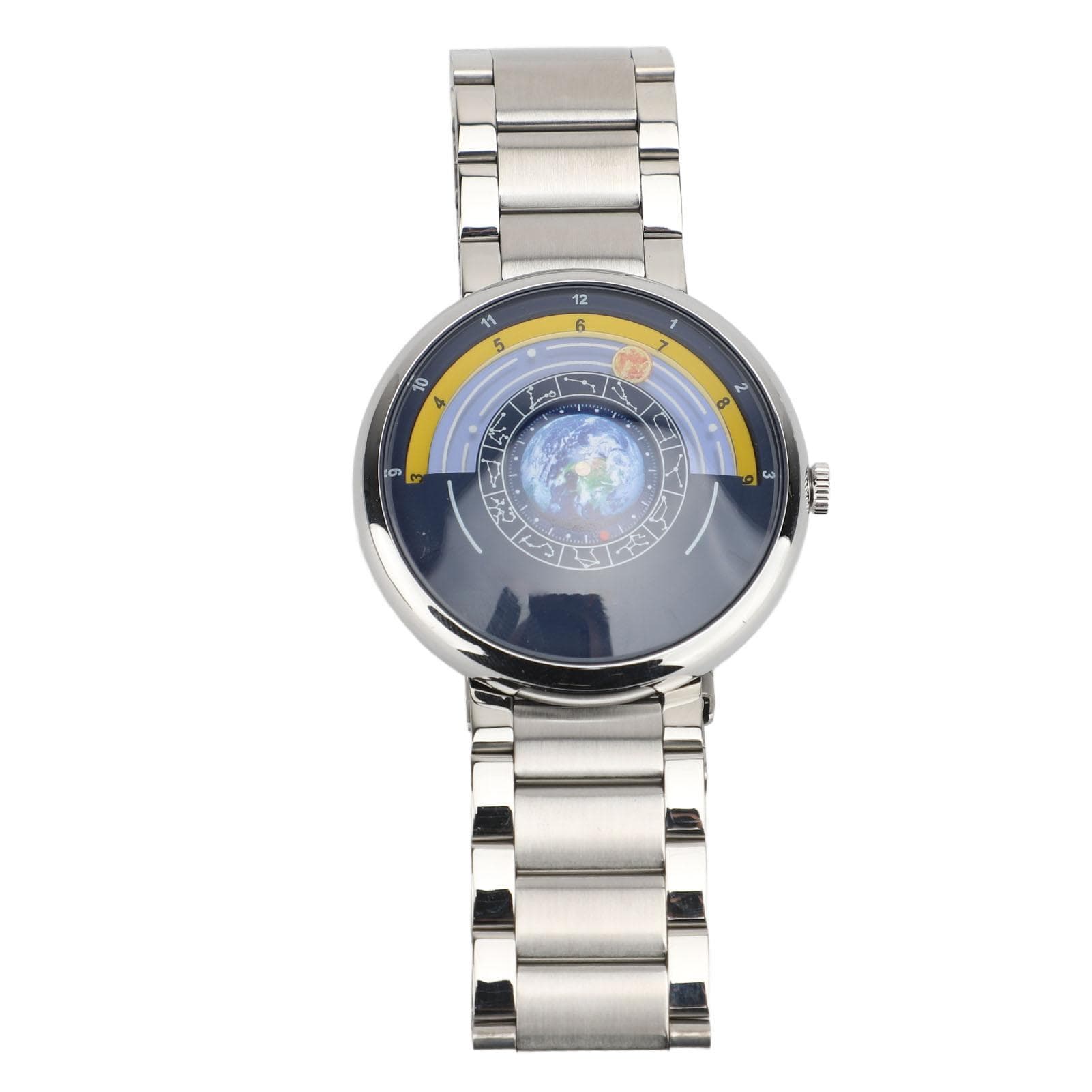 Men Quartz Watch Waterproofing Starry Sky Dial Plate Stainless Steel Strap Creative Wristwatch for silver