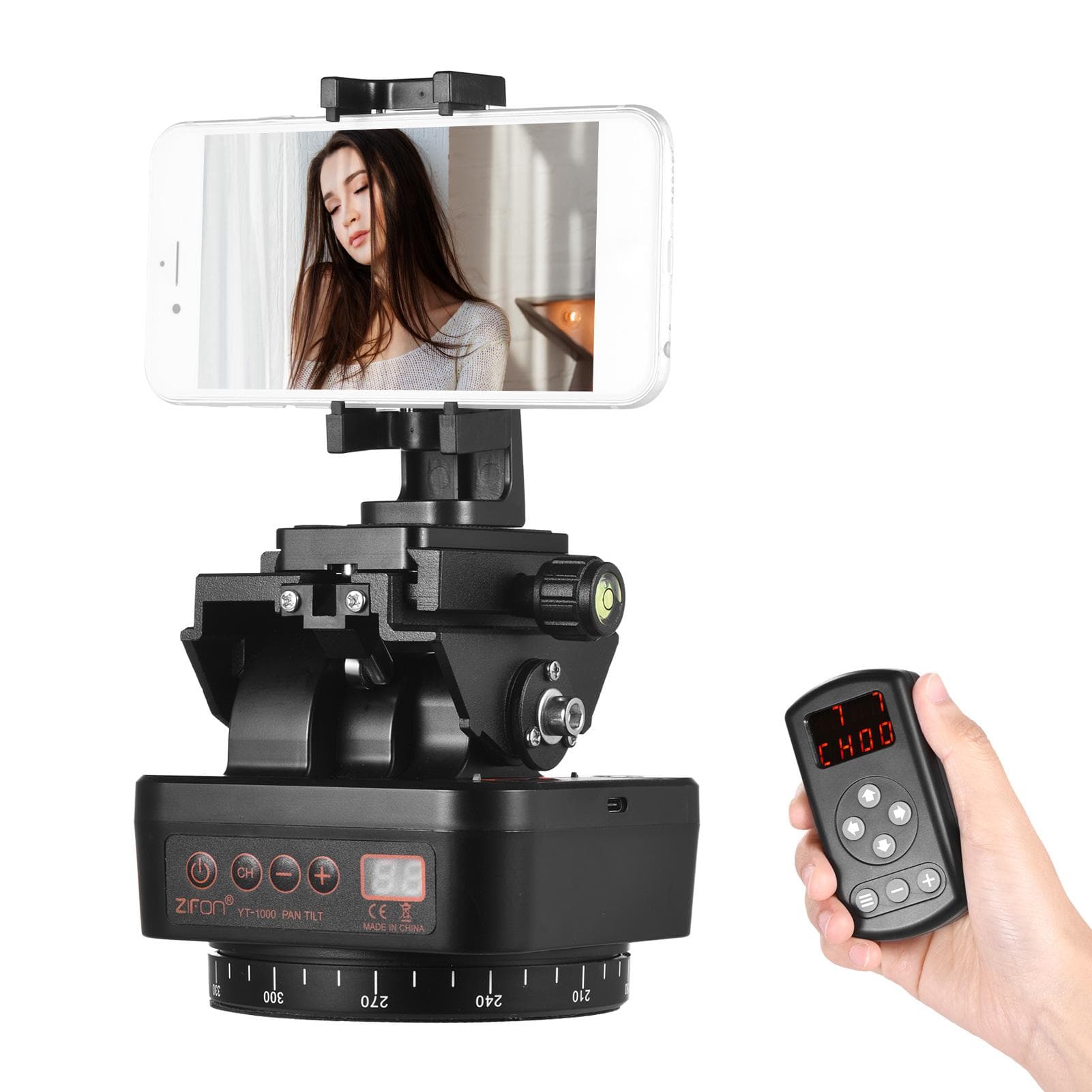 ZIFON YT-1000 2.4G Wireless Control Automatic Tripod Head 360 degrees  Rotatable Motorized Panoramic Head black