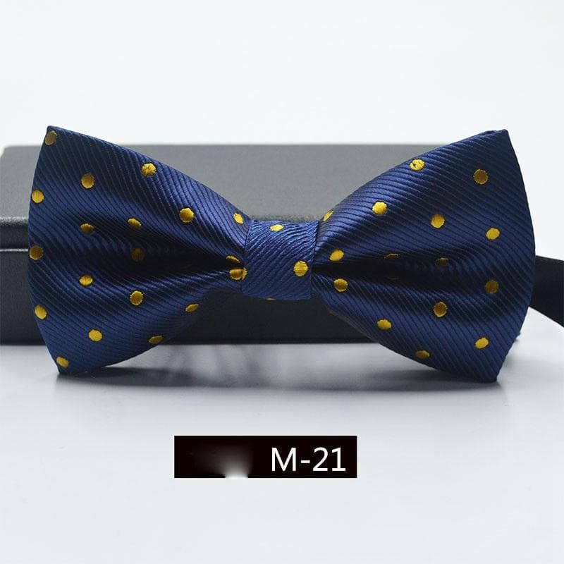Striped Formal Satin Bow Tie Wedding Classic Adjustable Neckties Fashion Men 6*11cm navy blue