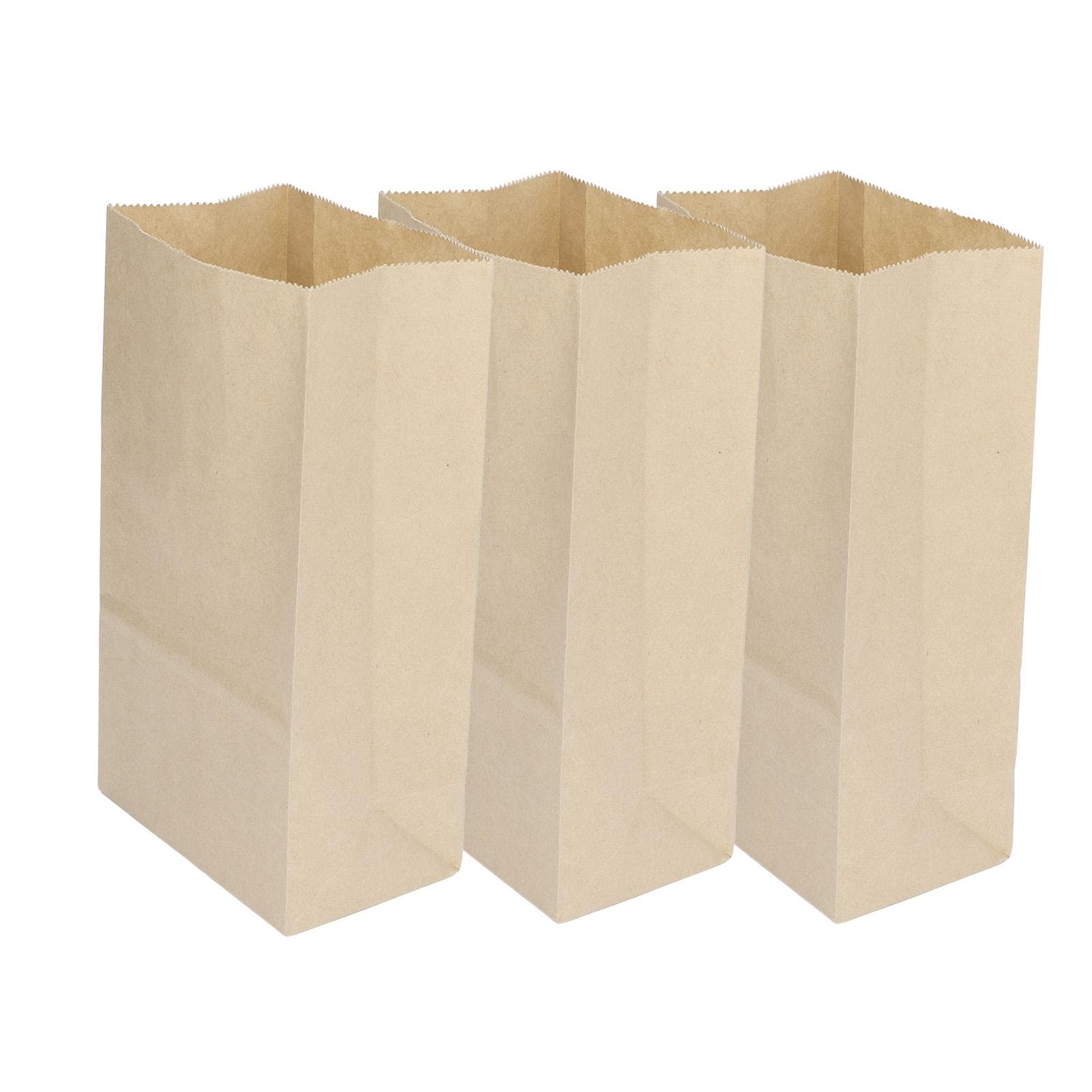 100 Pcs Kraft Paper Bag Food Grade Greaseproof Tear Resistant Disposable Brown Kraft Paper Grocery