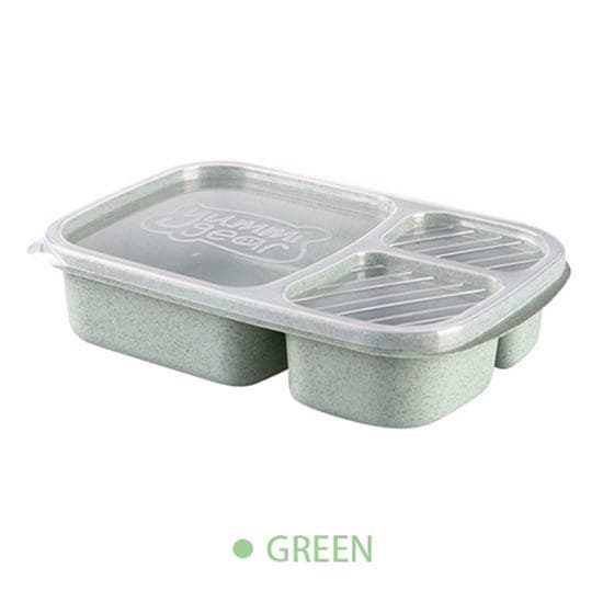Separate lunch box Portable Bento Box Lunchbox Leakproof Food Container Microwave oven Dinnerware for Students green