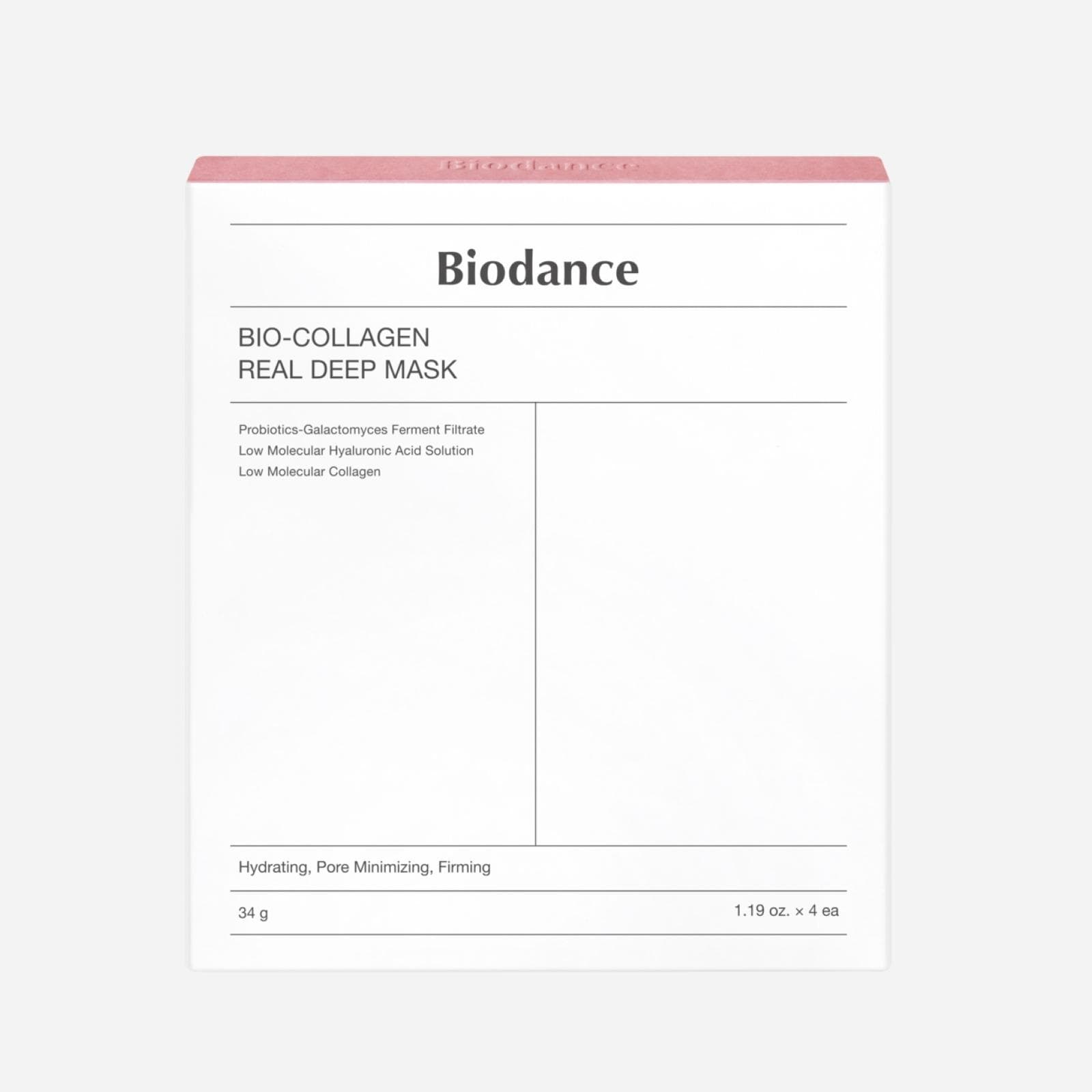 BIODANCE Bio-Collagen Real Deep Mask 34g x 4EA / 4 Types Mask / Bio Collagen, Hydro Cera-nol, Vita Niacinamide, Refreshing Sea Kelp Bio-Collagen 4 Sheets