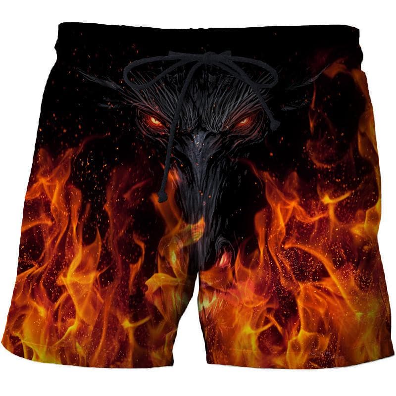 men Flame Graphic Beach Pants 3D printed quick-drying shorts Mens shorts Casual sports pants Bermuda shorts Swimming trunks 3XL