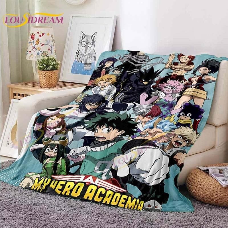 My Hero Academia Blanket Anime Blankets Midoriya Izuku Blankets Bed Sofa Lazy Soft Blanket Boys Girls Kids Gift Flannel Blankets 130x150cm