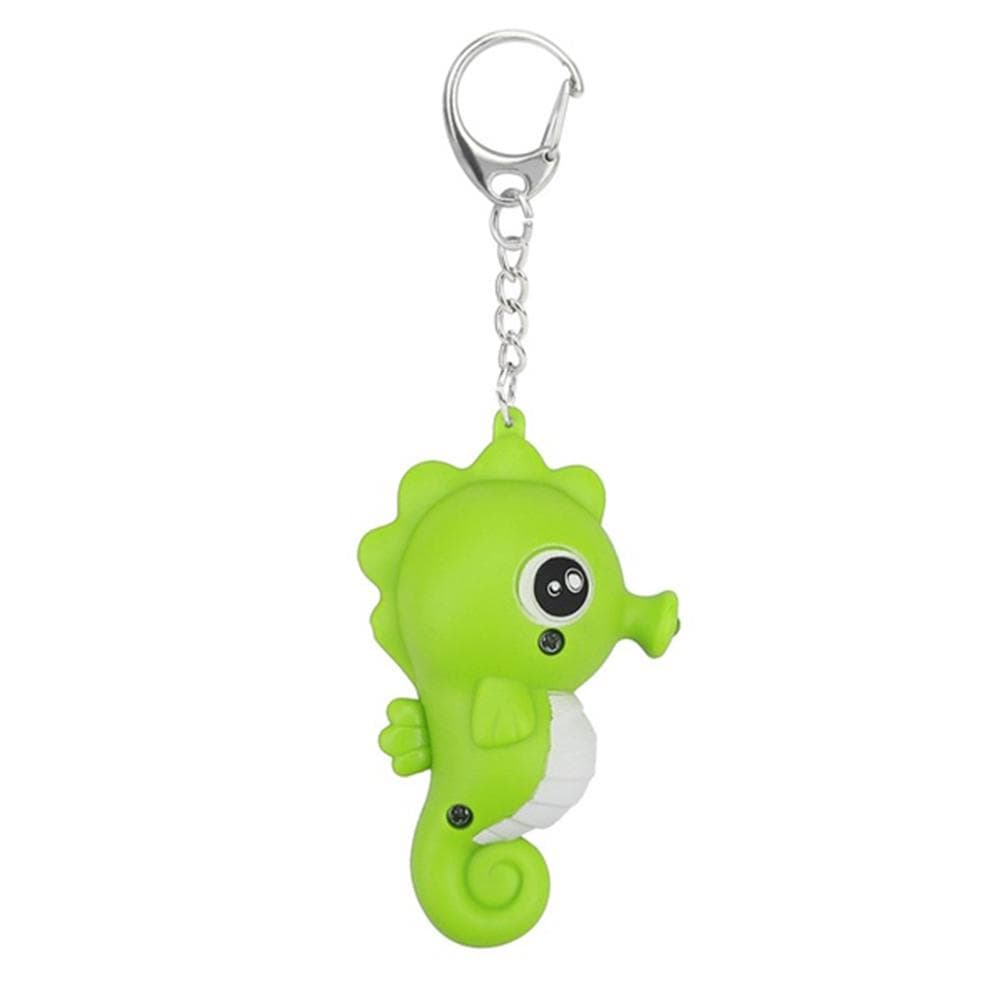 Cute Cartoon Seahorse Keychain with LED Light Key Ring Holder Bag Car Ornament green