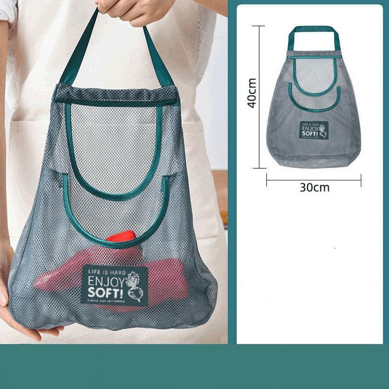 1pc Ventilated Mesh Storage Bags for Garlic, Potatoes, Onions - Durable Plastic Hanging Organizer for Kitchen & Pantry, Non-Food Contact Safe Double layer 30*40cm