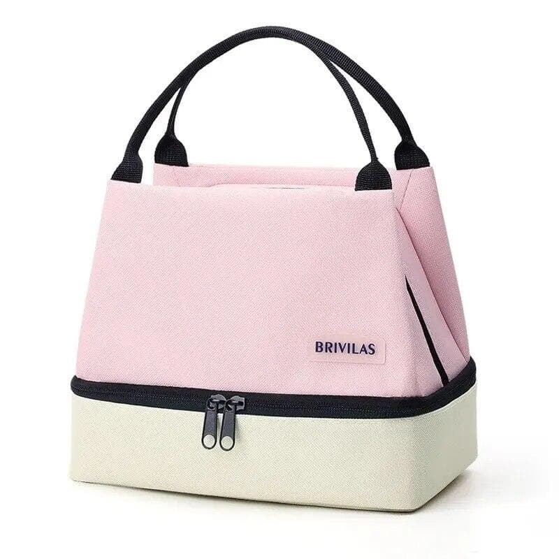 Outdoor Portable Rice Preservation Bag Large Capacity Lunch Bag Fresh Insulated Bags pink