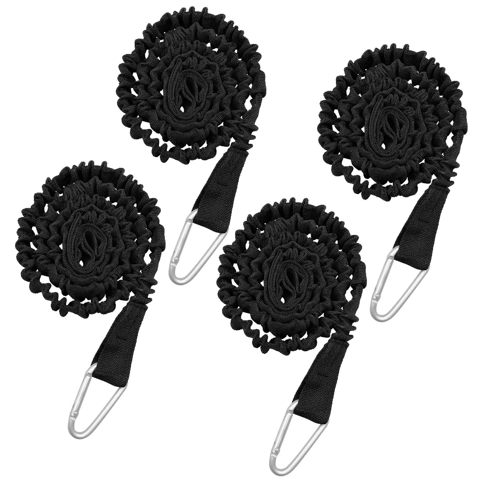4 Pack Kayak Paddle Leash Lightweight Stretchable Coiled Kayak Rod Leash Lanyard for SUP Boating black