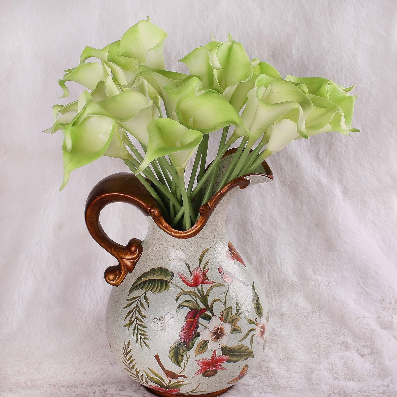 Pack of 10 Calla Lily Bridal Wedding Bouquet Head Latex Real Touch Flower Bouquets Home Party Decor 10pcs light green