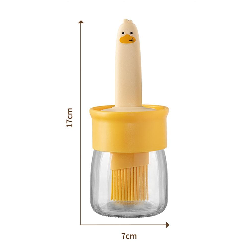 Silicone Barbecue Silicone Barbecue Oil Kitchen HighTemperature Resistant Integrated Seasoning Bottle Pancake Oil Brush Barbecue yellow
