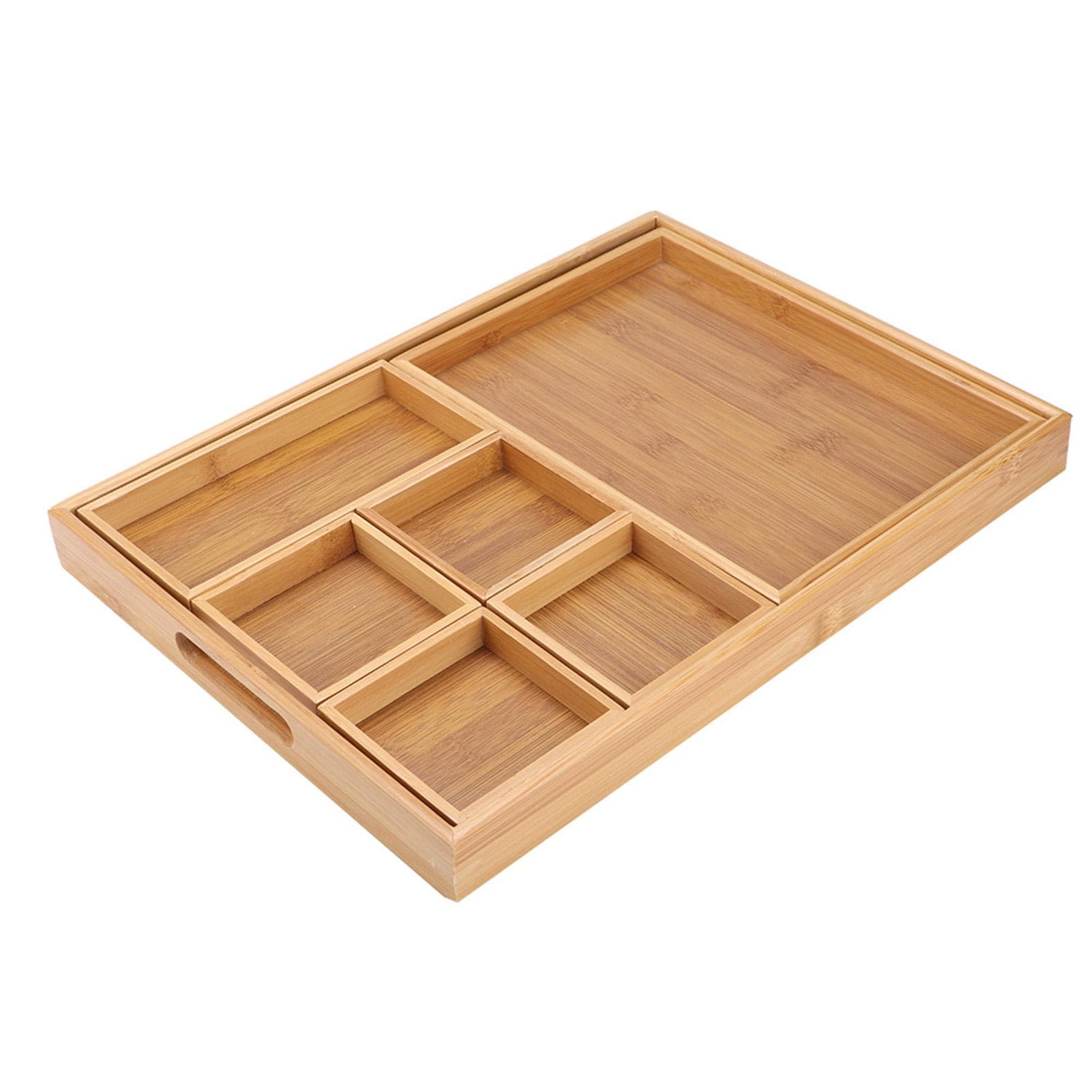 Combination Bamboo Dried Fruit Tray Snack Plate Holder for Home Tea Ceremony