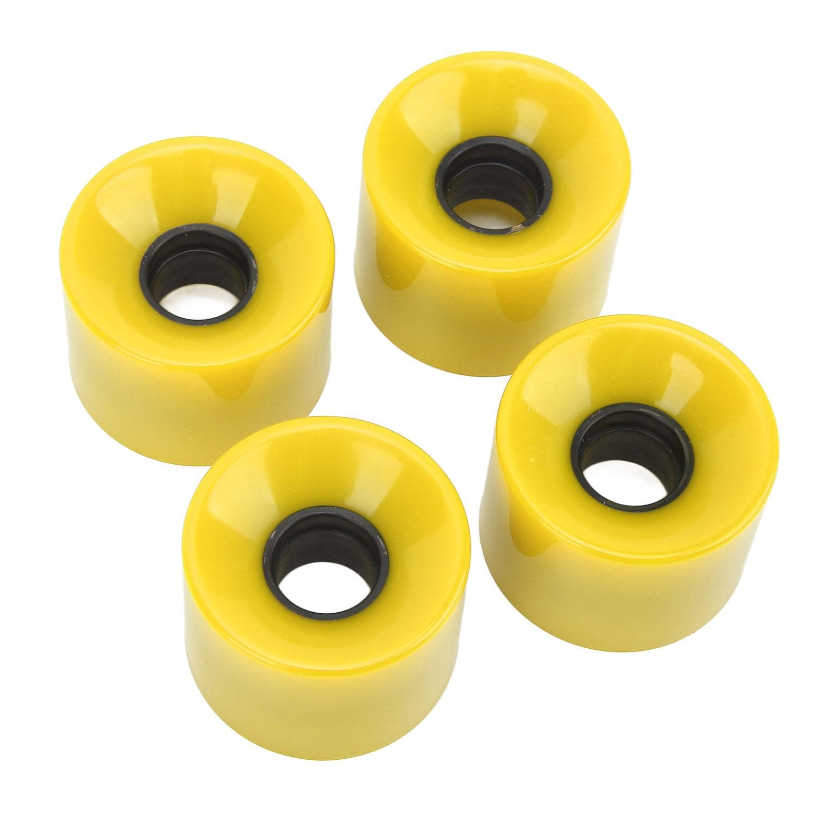 4PCS PU Skateboard Wheel Replacement Low Noise Multifunctional Land Surfboard Roller Casters Yellow