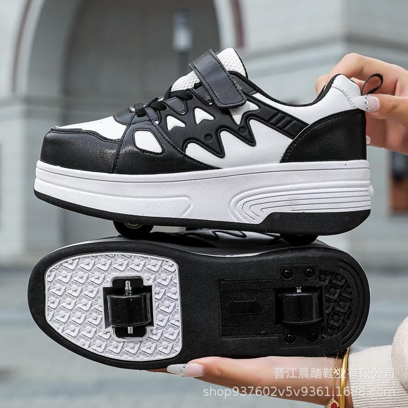 Children's Runaway Shoes Spring and Autumn New Girls' Little White Shoes Medium Help Boys' Casual Board Shoes with Wheels Pulley Shoes 38