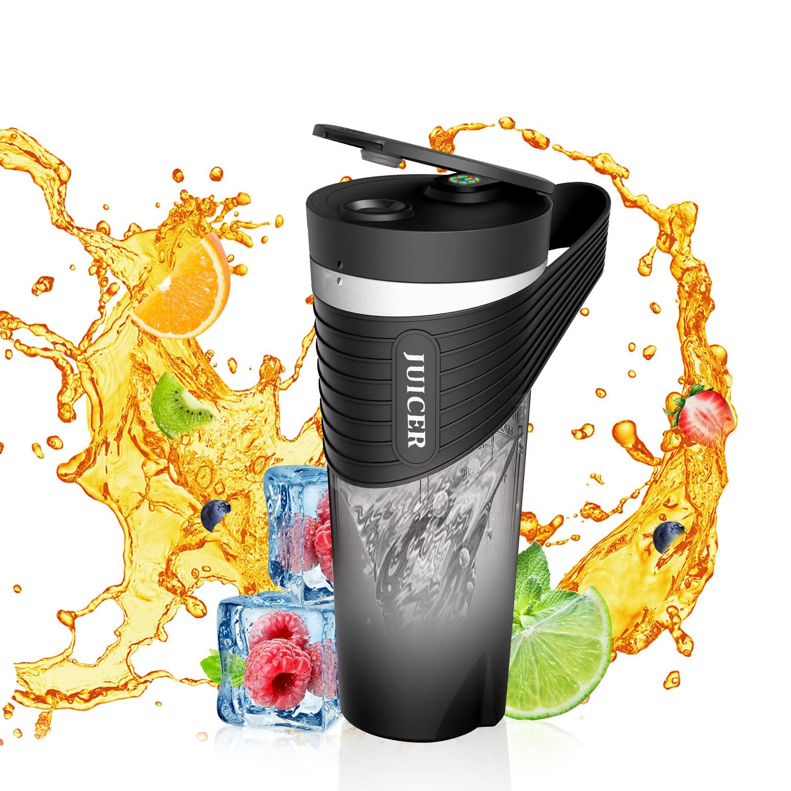 Portable Blender for Shakes and Smoothies 4000mAh Type-C Rechargeable 460ml Personal Blender with 6 black