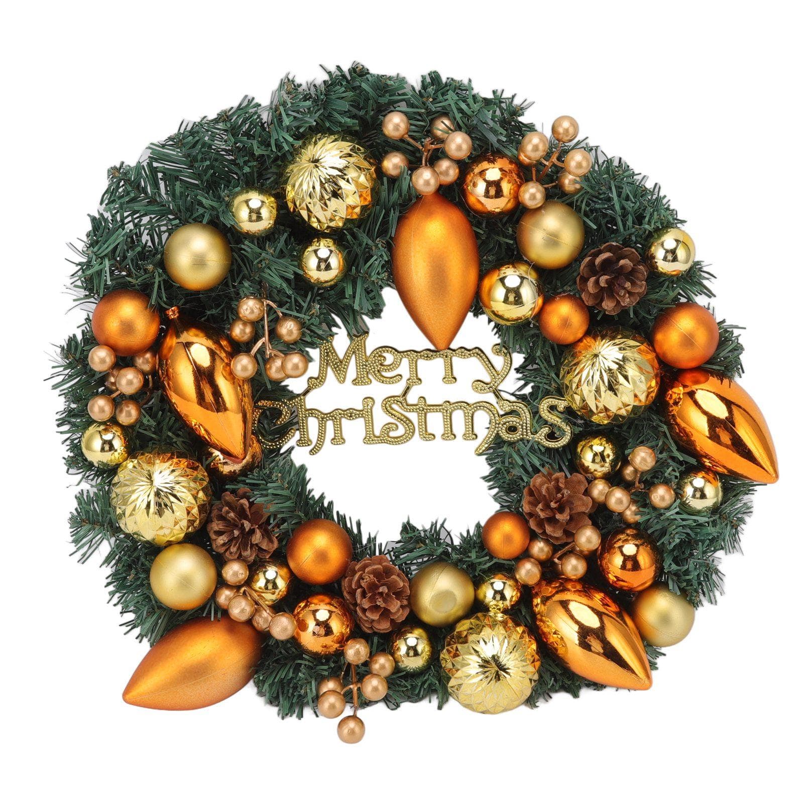Artificial Christmas Wreath for Front Door Pine Cone Golden Balls Berry for Home Mall Shopwindow