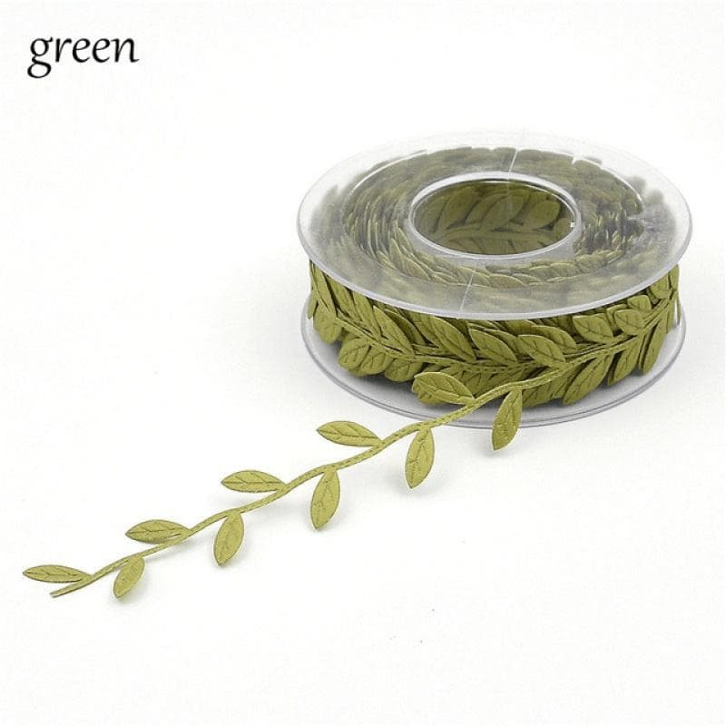 15Meter/Roll Ribbons For Crafts Christmas Wedding Decorative DIY Handmade Leaf Ribbon Gifts Card Wrapping Supplies green