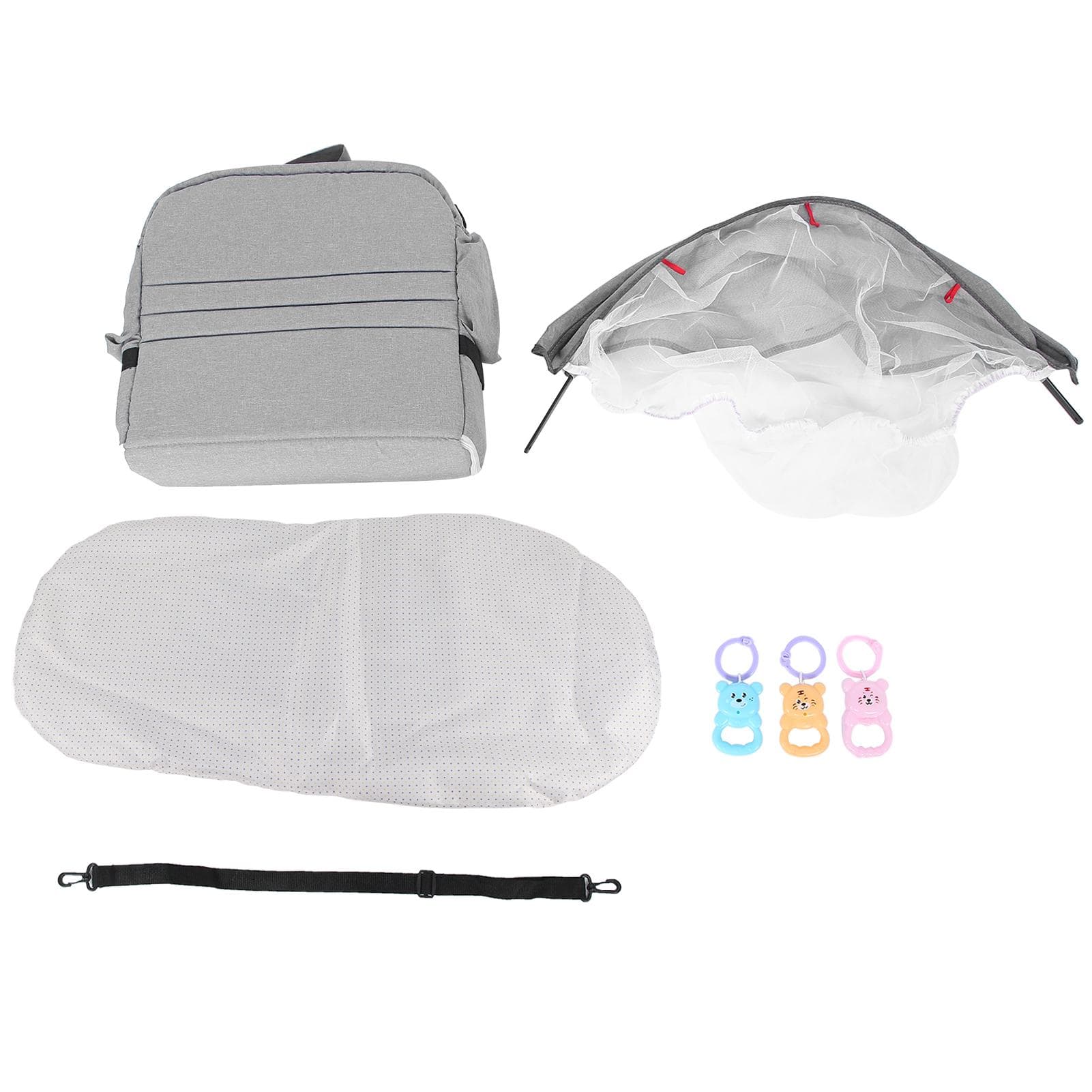 Newborn Baby Bed Foldable Baby Lounger with Mosquito Net Mattress Infant Travel CribGray gray