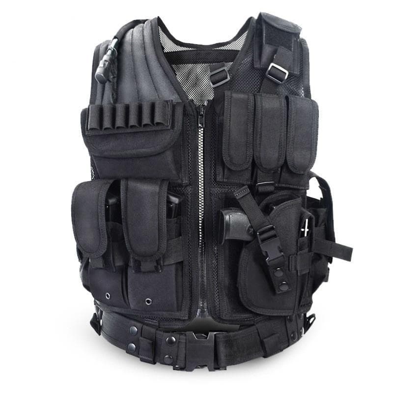 Fashion Police Tactical Vest Outdoor Camouflage Military Body Armor Sports Wear Hunting Vest black