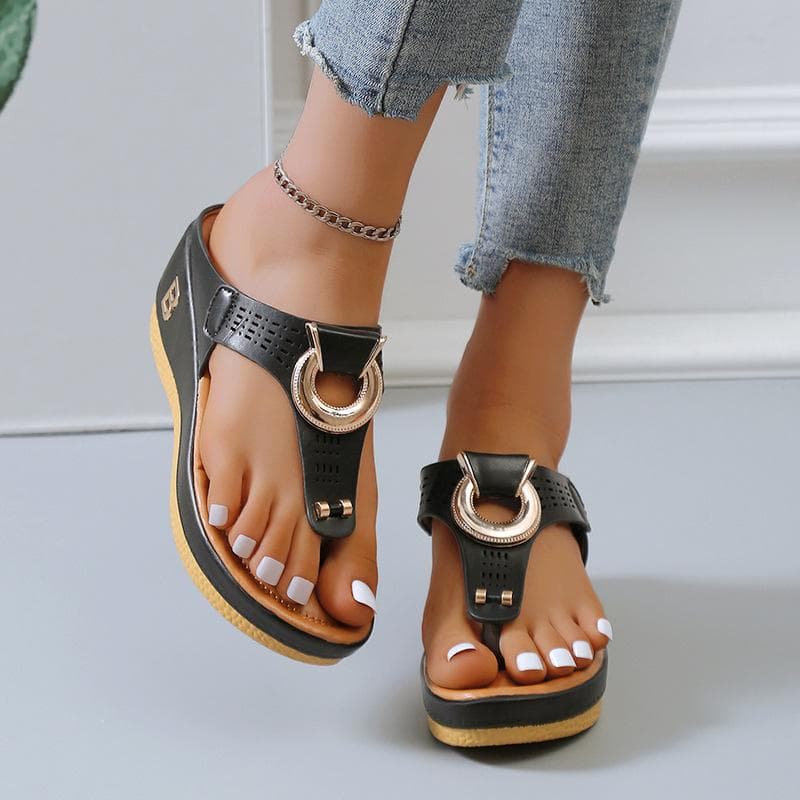 Women New Summer Sandals Open Toe Beach Shoes Flip Flops Wedges Comfortable Slippers Cute Sandals Plu Size43 Zapatos De Mujer 36