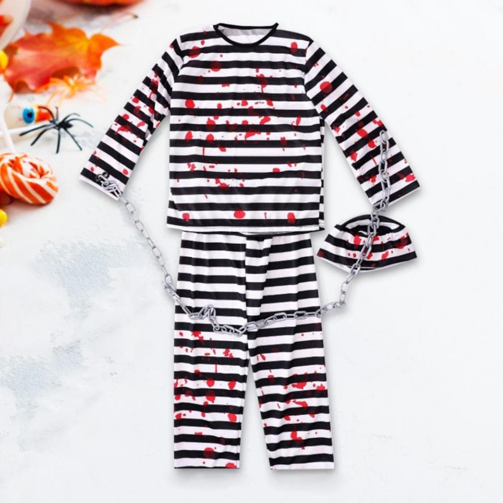 Leg-lengthening Cosplay Costume 4pcs/set Halloween Prisoner Costume with Classic Robe Style for Adults Kids Role-playing Outfit S