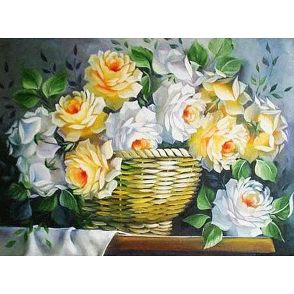 Cross Stitch Kit DIY Diamond Embroidery Chinese Rose Full Round Diamond Painting Mosaic Home Decor 20X30CM
