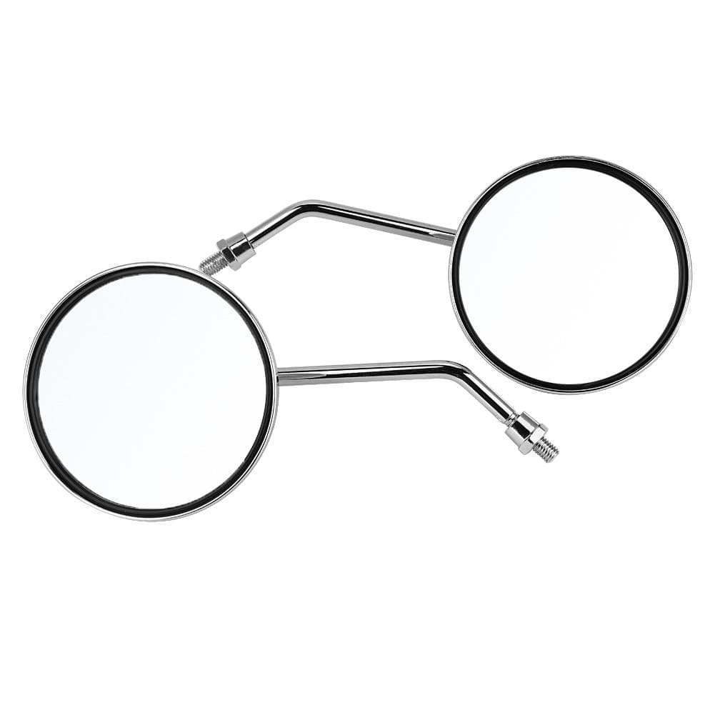 2pcsSet 10mm Round Plating Silver Motorcycle Rear Mirror Left & Right Side Rearview Mirror