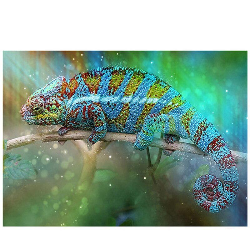 Diy Diamond Painting Cross Stitch Chameleon Diamond Embroidery Round Diamond Mosaic Pictures 20X30CM