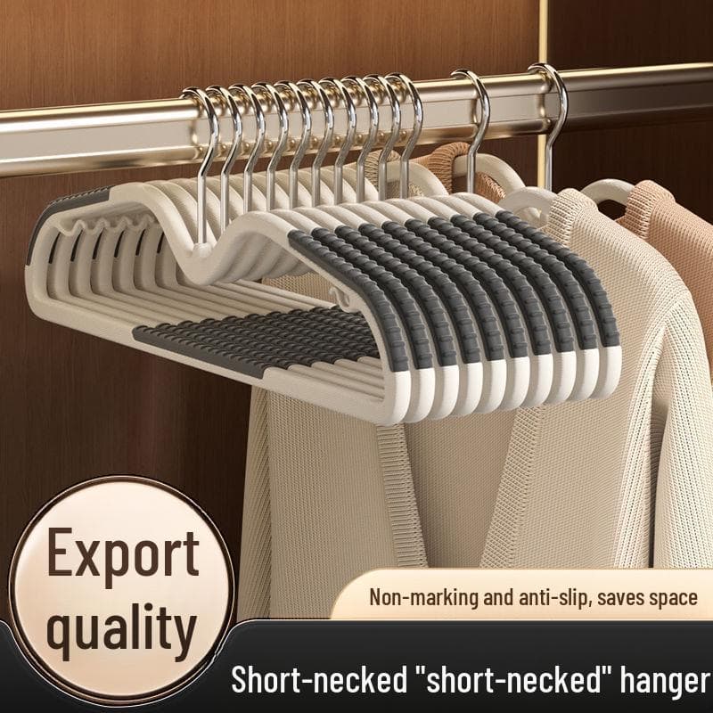 Enhanced Space-Saving Short-Neck Clothes Hanger: Non-Slip, Traceless, Anti-Shoulder Design Reinforced Dual Position [Tranquil Gray]