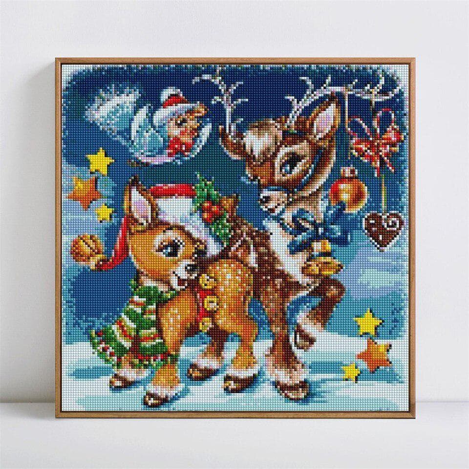 Diamond Painting Deer Full Round Mosaic 5D DIY Diamond Embroidery Cartoon Animal Picture 30x30CM
