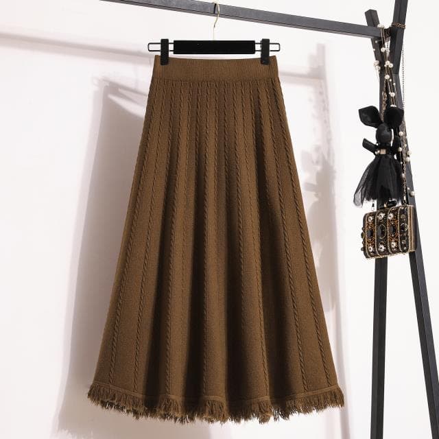 Women's New Winter High Waist Slender Knitted Knitted Skirt 2XL