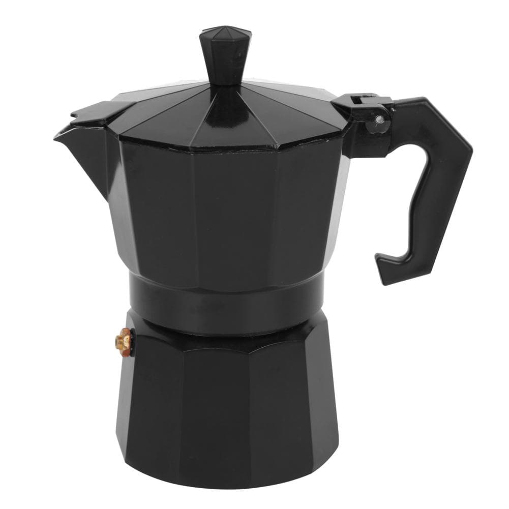 150ml 3Cup Aluminum Coffee Maker Pot Kitchen Accessory for Hone Office Coffee Shop UseBlack black