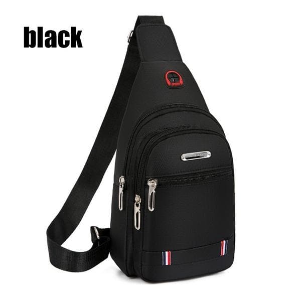 Men's Casual Multifunctional Chest Bag Nylon Shoulder Bag Double Storage Bag Waist Bag black