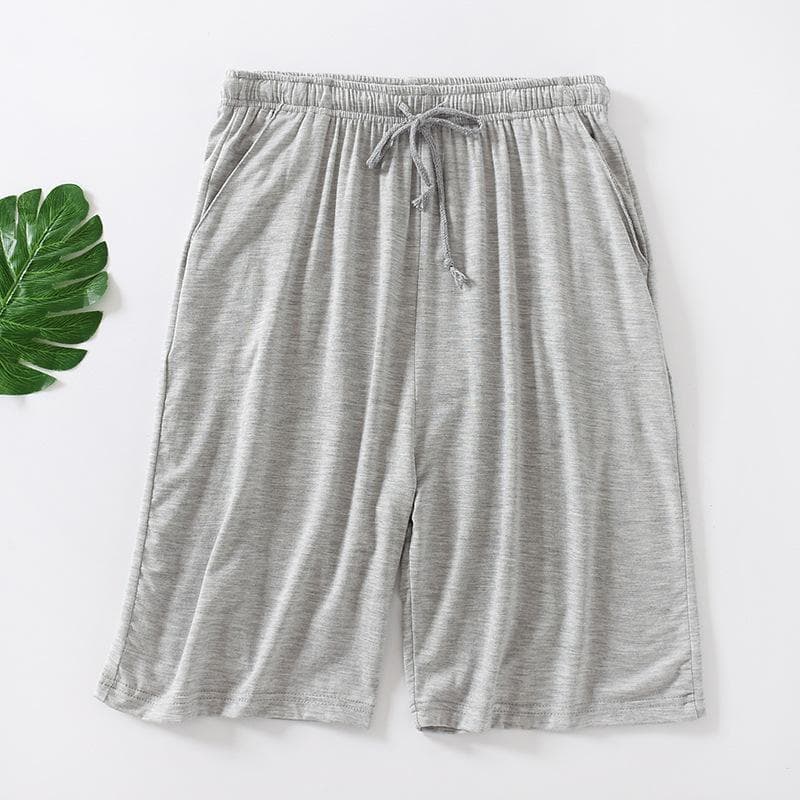 Summer Men's Loose Shorts Thin Elasticity Breathable Stretch Quick-Drying Casual Plus Size Pajama Pants Beach Shorts L light grey